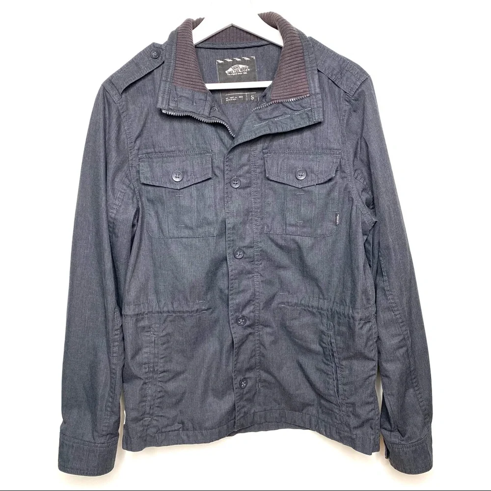 Vans Jacket Grey Full zipper button closure front pockets S